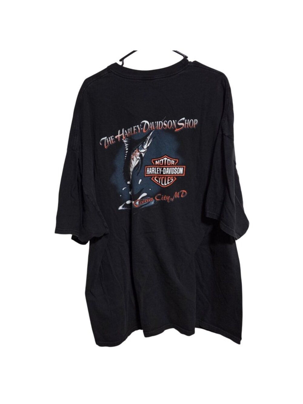 Harley Davidson Shop Black Graphic T Shirt Size 4XL Ocean City MD Trout Fish